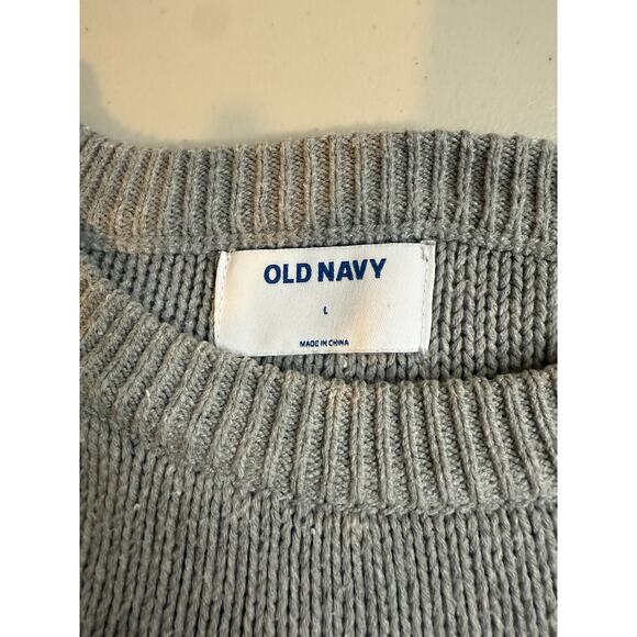 Old Navy Ladies Gray Sweater Raised Knit Accent Long Sleeves Size L - Picture 4 of 7